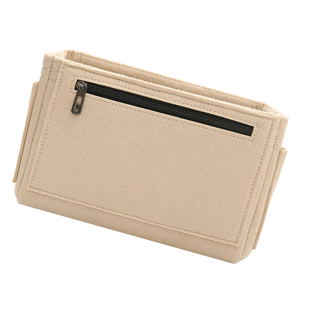 

1pc Large Capacity Felt Makeup Bag Multifunctional Storage Pouch Durable Smooth Zipper Women Gift For Makeup Brushes