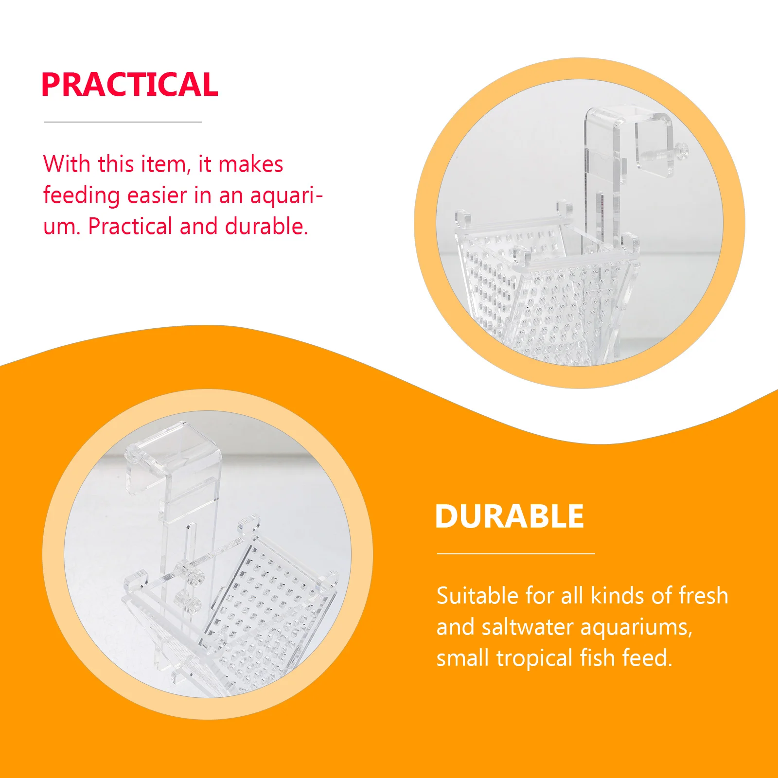 

Acrylic Red Worm Fish Feeding Cup Inverted Triangle Aquarium Feeder Fish Food Container Practical Durable Aquarium Feeding Tool