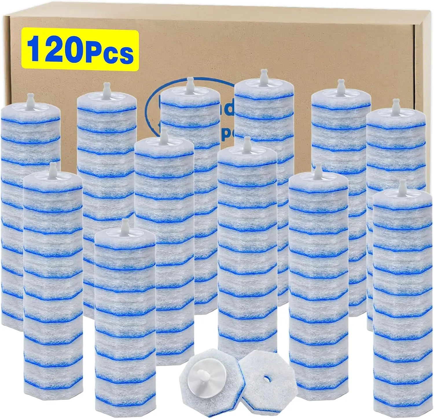 

120 Disposable Toilet Wand Refills, Compatible with Clorox System, Upgrade Fiber Bowl Cleaner for Efficient Cleaning