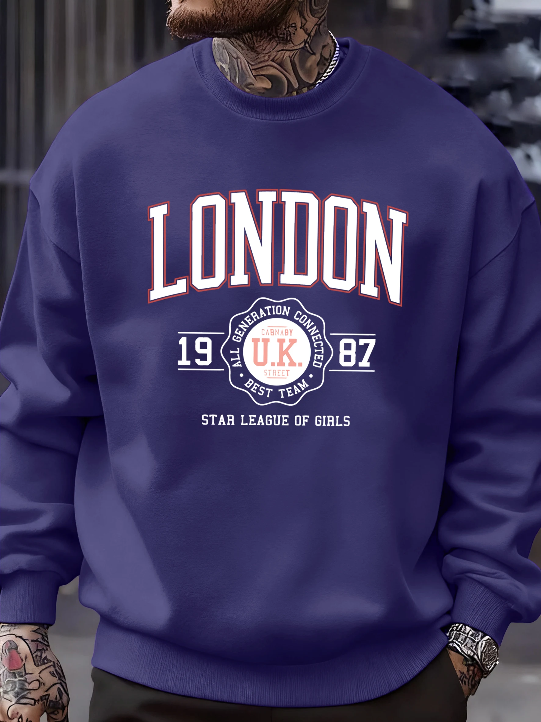لندن المملكة المتحدة 1987 أفضل فريق الرياضة طباعة الذكور البلوفرات الصوف عادية مقنع قميص الخريف فضفاض س الرقبة الملابس للجنسين ملابس رياضية