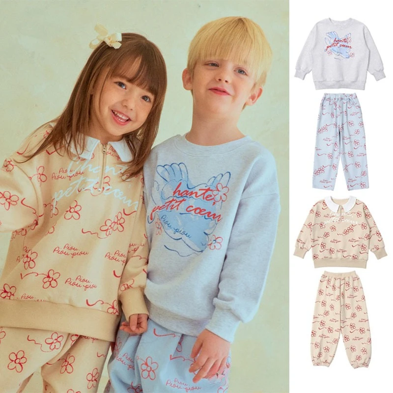 

BE26 Новый весенне-осенний комплект детских толстовок, толстовка с откидным воротником и принтом для мальчиков и девочек, стильный комплект из двух предметов