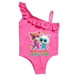 2024 Summer Cute Superkitties Swimwear Baby Girls Slim Swimsuit Kids Lovely Cat One Piece Bathing Suit Children BIKINI Beachwear