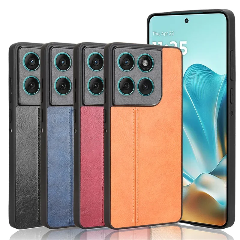 

For Motorola Moto Edge 60 Fusion Case Luxury Calfskin PU Leather lines Hard Back Cover Case For Moto Edge 60 Fusion Phone Case