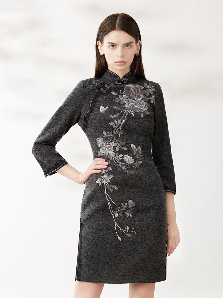 

Шерстяное пальто ручной работы с вышивкой Ele ort Dr для женщин старше 35 лет, в ретро-стиле, модное и стройнящее фигуру