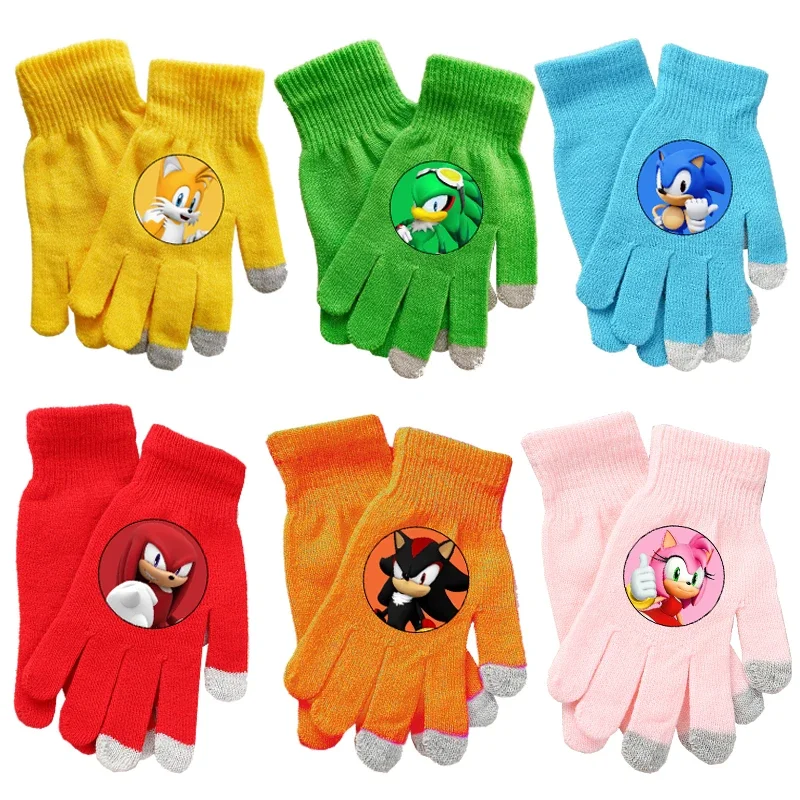 Sonics Children's Five Finger Gloves Fashion Warmth Boys Girls Unisex Solid Touch Screen Glove Cute Outdoor Warm Cycling Mittens