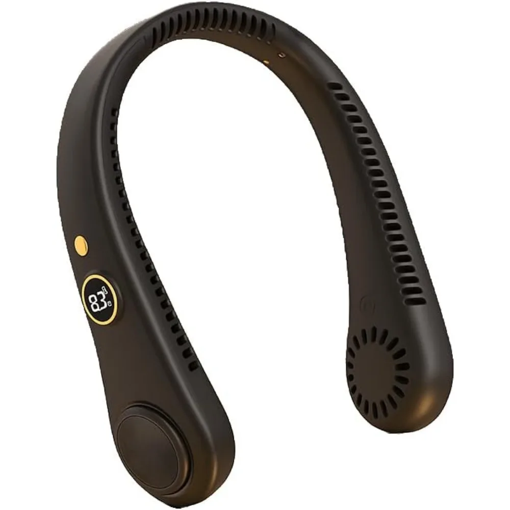 

Портативный вентилятор для шеи, 5 скоростей, без использования рук, 360-градусный обдув, LED-дисплей, перезаряжаемый