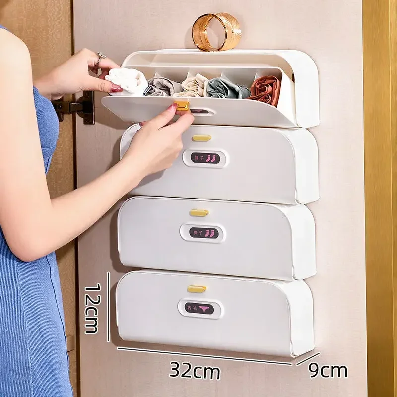 Drawer Save Space Type Underwear Storage Box Closet Wardrobe Cabinet Organizers Wall Mounted Socks Bra Plastic Container