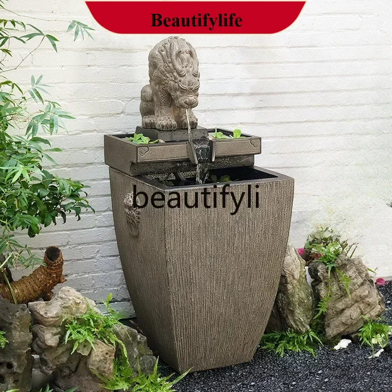 Office indoor and outdoor running water ornaments circulating water courtyard landscaping layout outdoor yard fish pond  H