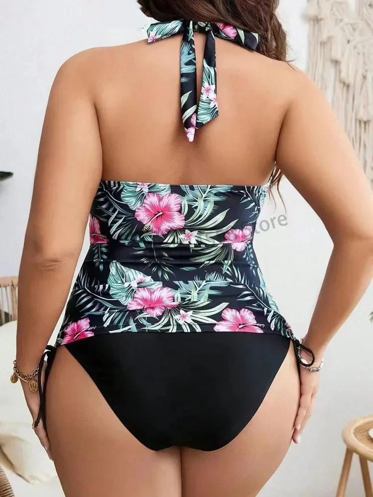 Vigojany-maiô sexy sem costas para mulheres, gola com alça tankini grande maiô de cintura alta, roupas de praia, 2024