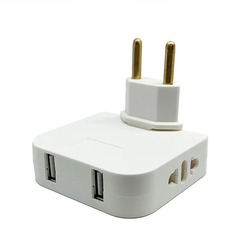 1PCS European standard converter socket 180 degree rotatable plug USB plug European standard converter socket