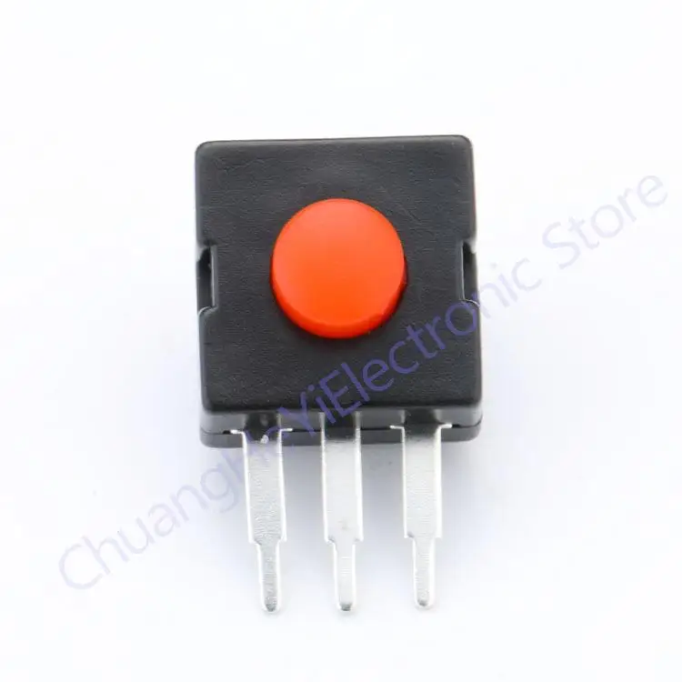 10Pcs 1212-223DB 12*12mm side Straight Foot 3pins Red Button LED Flashlight Switch 0.5A 50VDC ON-OFF-ON-OFF 12x12 223DB