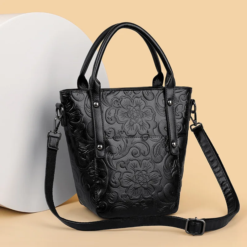 

Vintage Print Embossed Shoulder Crossbody Bags For Women Phone and Change Casual Versatile Large Capacity Travel Commuter Bag