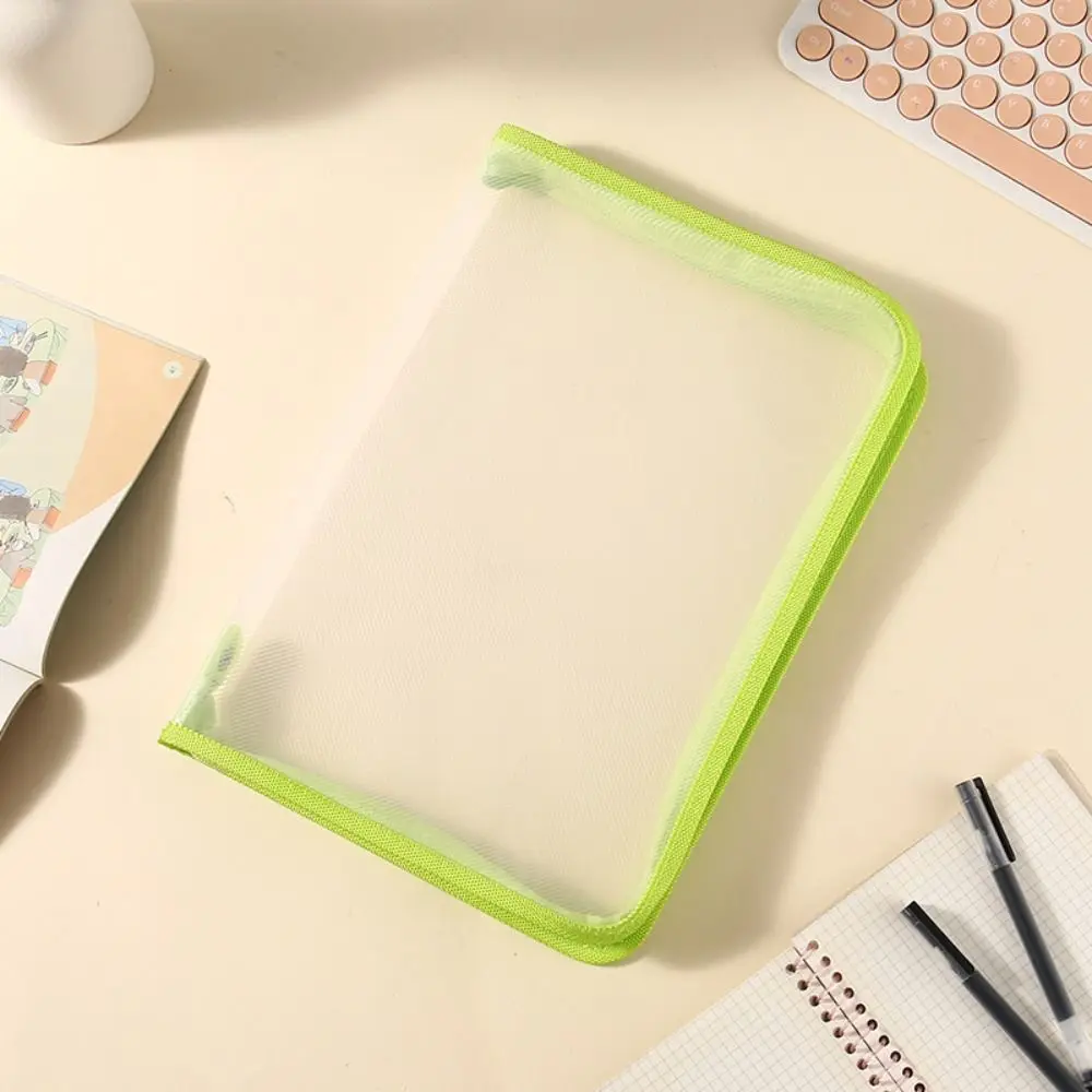 Multifunctional Transparent Zipper Pouch Solid Color PP File Pocket Stationery Storage Portable File Folder Bag
