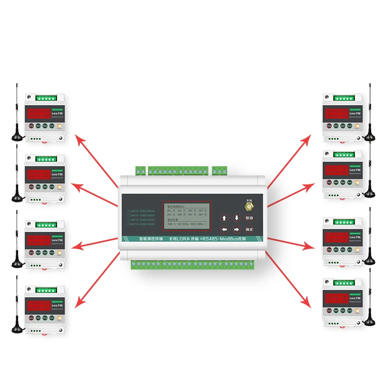 

RS 485Eight Wireless IO Remote Relay Control Switch One Receiving Eight Transmitting Two-Way Feedback Controller HK-FKGD40