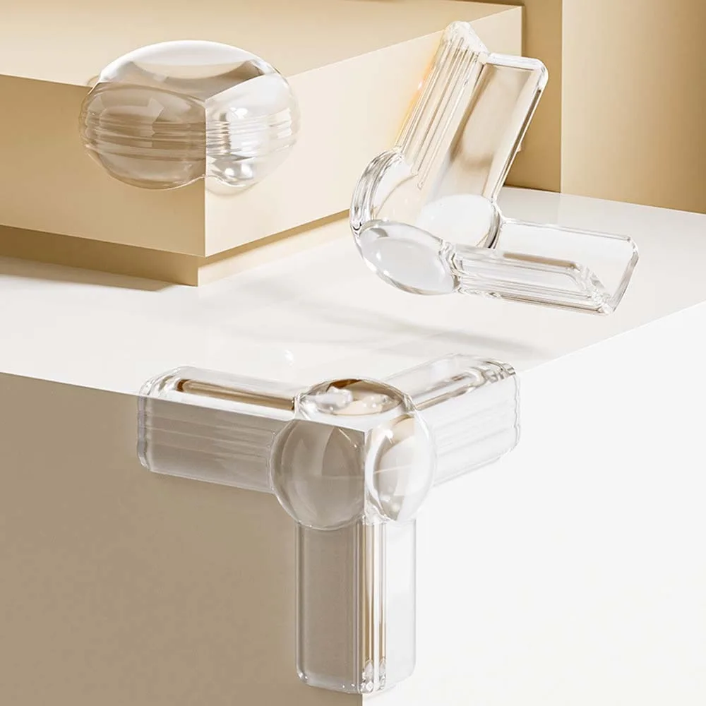 12 قطعة/المجموعة وسادة هوائية سيليكون حافة الزاوية على الوجهين الشريط PVC الجدول ركن الغطاء الواقي البيج الشفاف #2