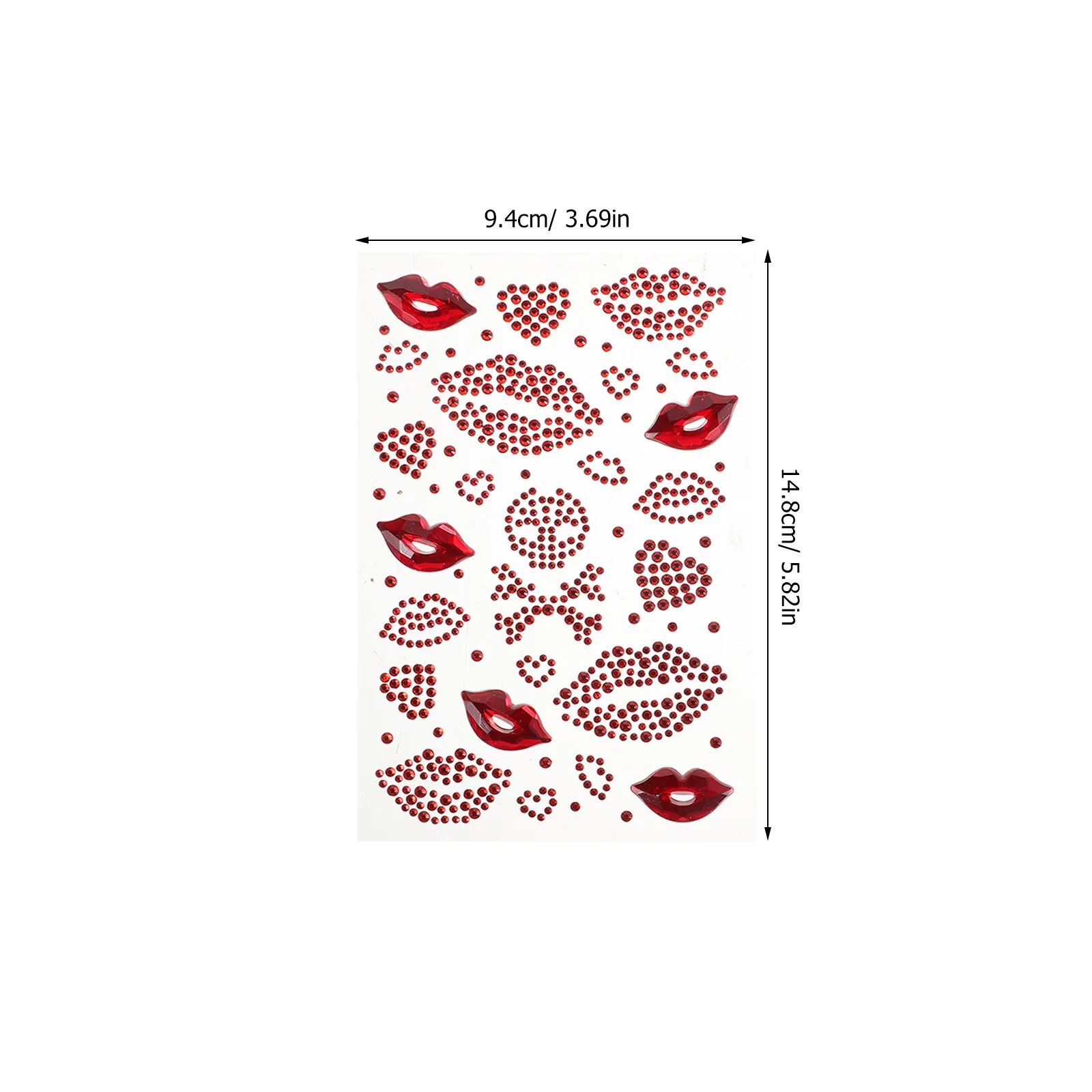 10Sheets Creative Rhinestone Lip Stickers Valentines Day Heart Shape Self Adhesive Face Tattoos Party Decorations Love Nail