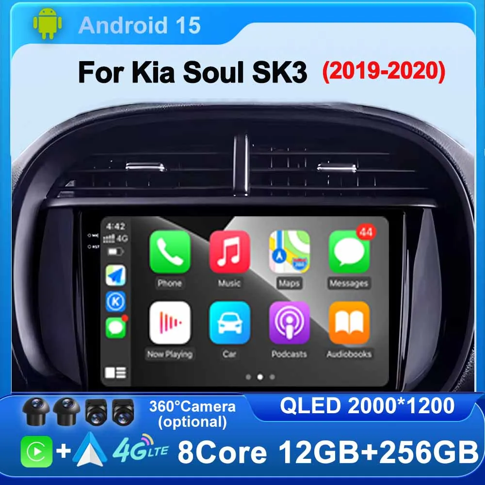 

Android 15 Car Radio for Kia Soul SK3 2019 2020 Multimedia Player GPS Navi 360 Camera Wireless Carplay Stereo QLED BT Head Unit