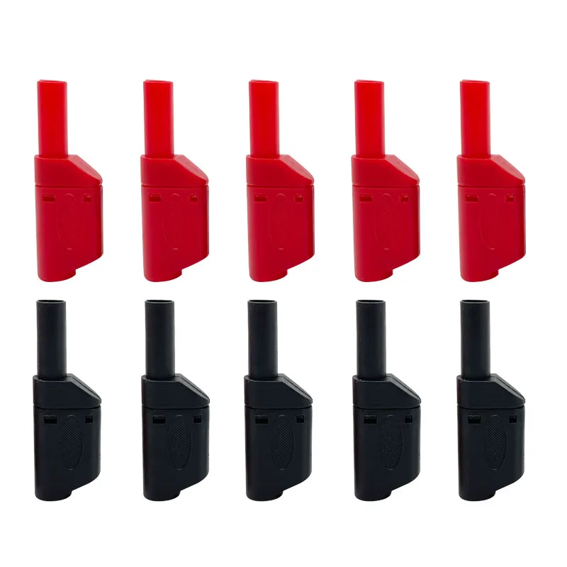 20Pcs/10Pairs 4mm Male Retractable Sheath Stackable Banana Plug Wire Solder Connector Red Black