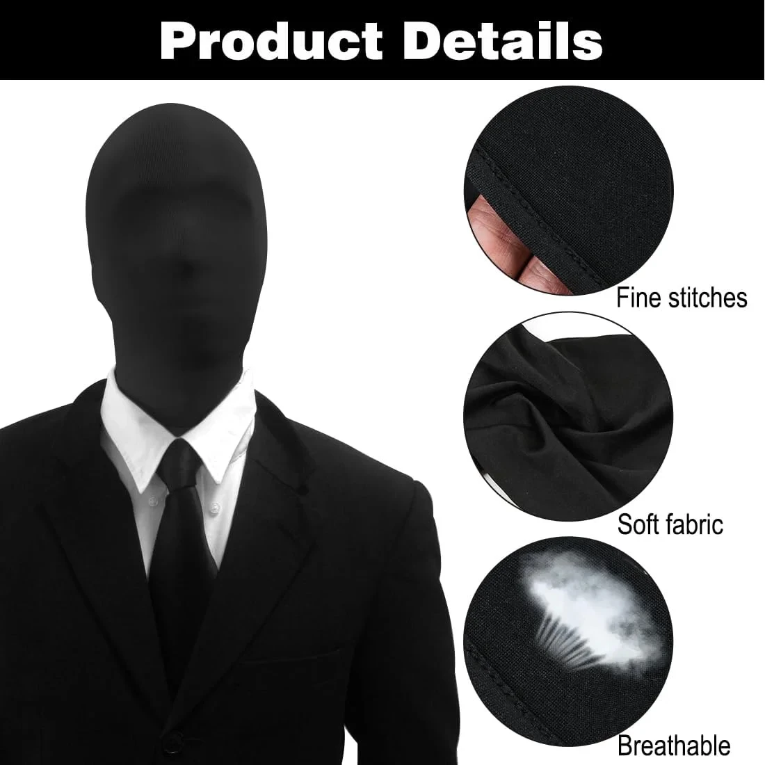1/2 Pack Full Face Mask Halloween Spandex Cosplay Hood Faceless Morph Masks Unisex Adult Party Costume Head Cloth