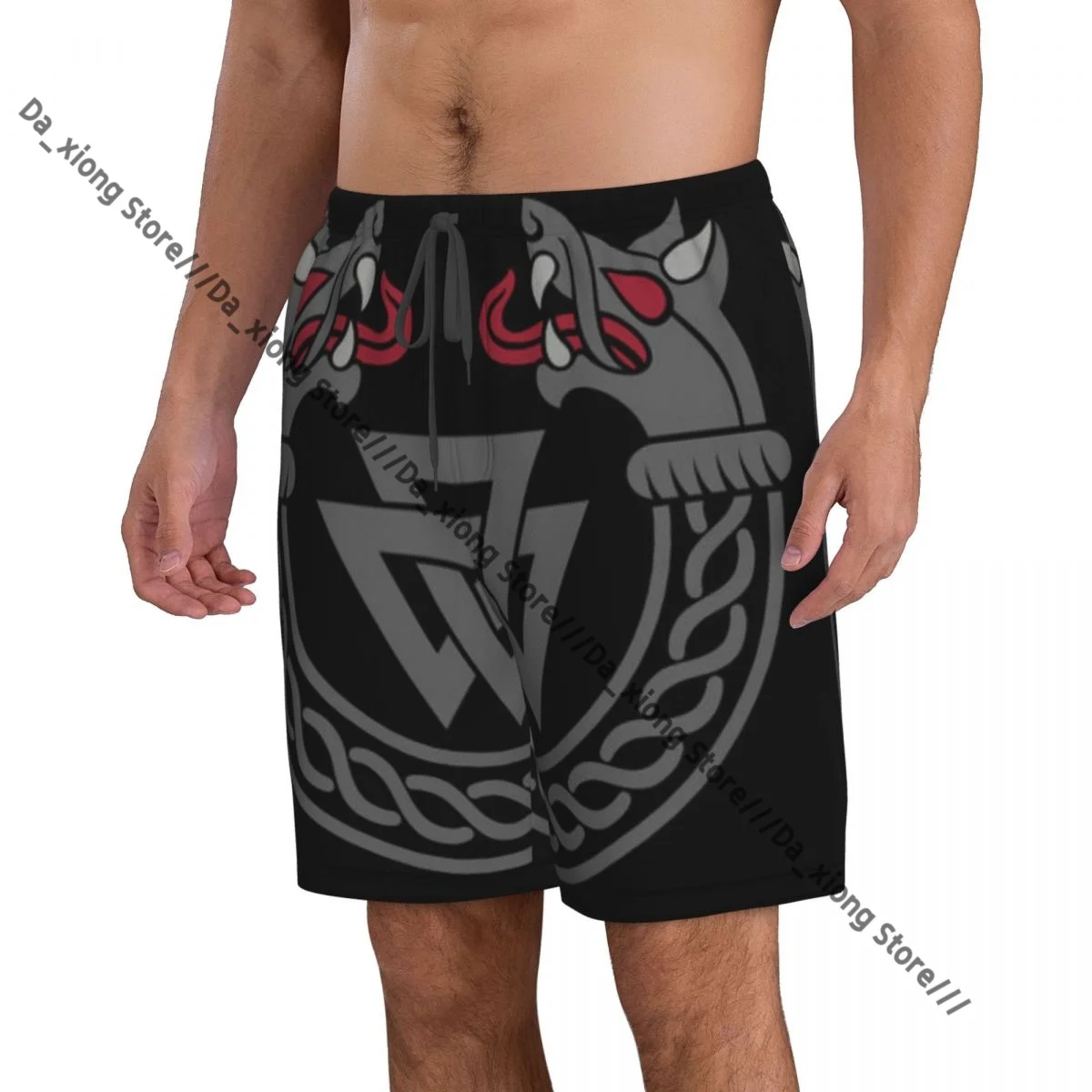 Men Beach Short Quick-drying Swimming Trunk Old Norse Bracelet With Wolf Heads Swimwear Swimsuit Bathing Shorts
