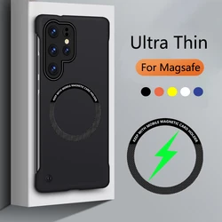 Frameless Magnetic For Magsafe Wireless Charge Case for Samsung S26 S25 S24 S23 S22 S21 Plus Ultra Shockproof Hard PC Cover