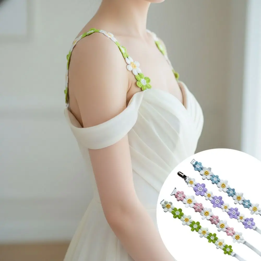 1 Pair Removable Floral Bra Straps Elastic Anti-slip Lingerie Strap Belt Polyester Adjustable Floral Shoulder Belts for Dress