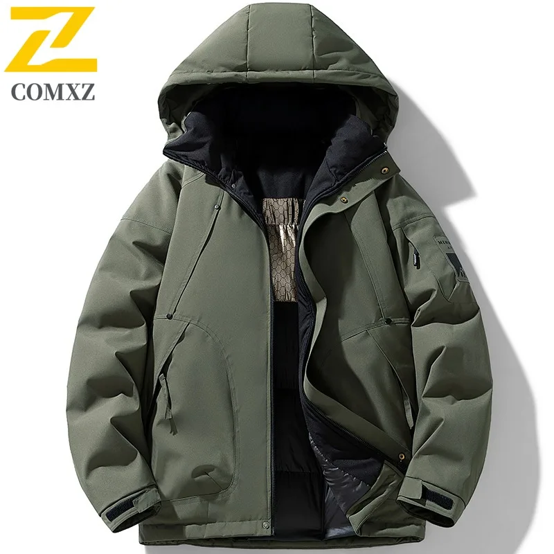 سترة مبطنة بالقطن للتدفئة من الجرافين للرجال من COMXZ، ملابس عمل شتوية دافئة، معطف حراري سميك مقاوم للرياح في الهواء الطلق #2