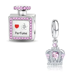 925 Silver Color Perfume Pink Series Crown Shoes Charms Bead Diy Bracelet Necklace Making Gift Of High Quality Fashion Jewelry