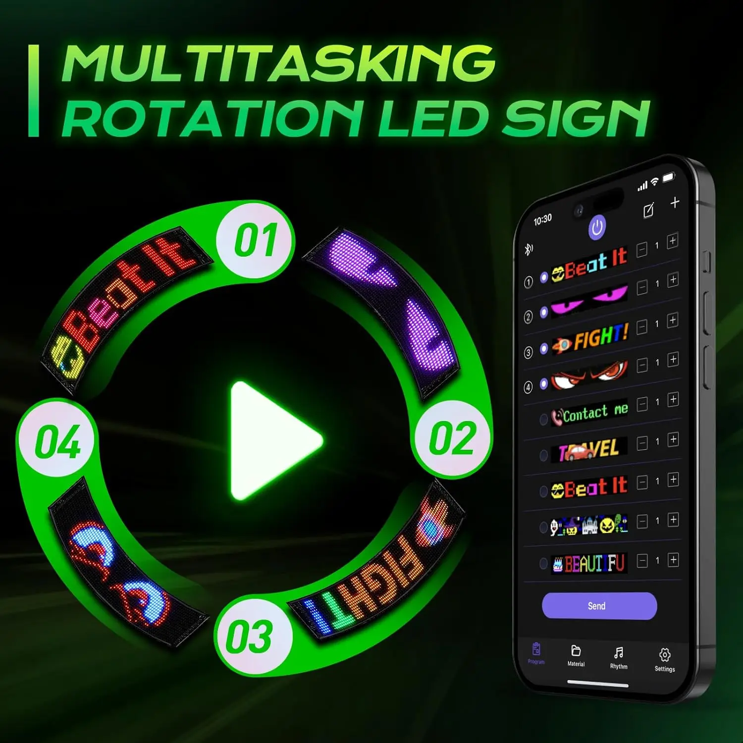 Devil Eyes Luce LED Display LED a scorrimento digitale flessibile Controllo APP Bluetooth Modello di testo personalizzato Animazione Segnale LED per auto