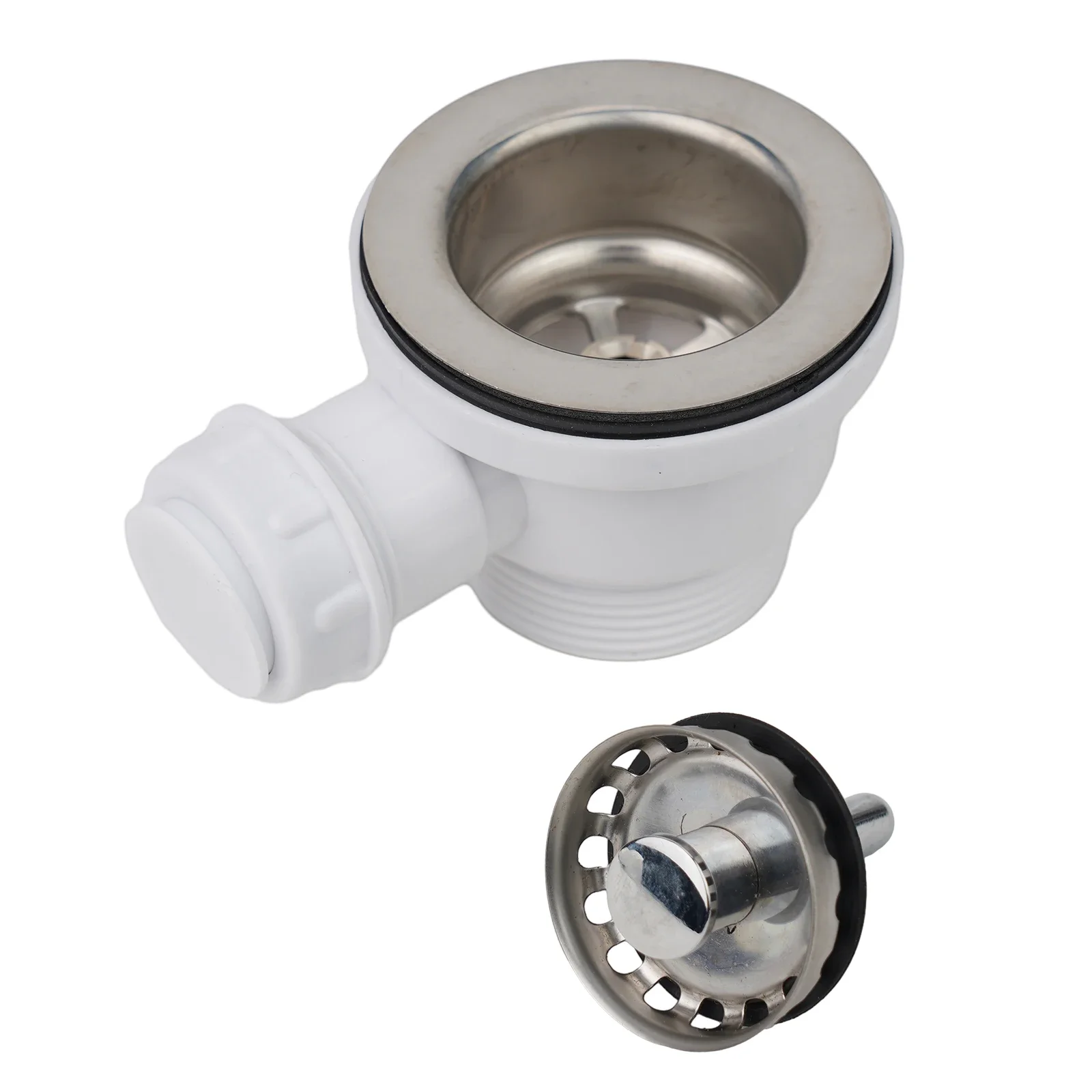 Stainless Steel PP Flange Fits Sink Mini Basket Strainer Waste Kit Kitchen 70mm Bathroom Floor Drain Hair Stopper Cleaner Food