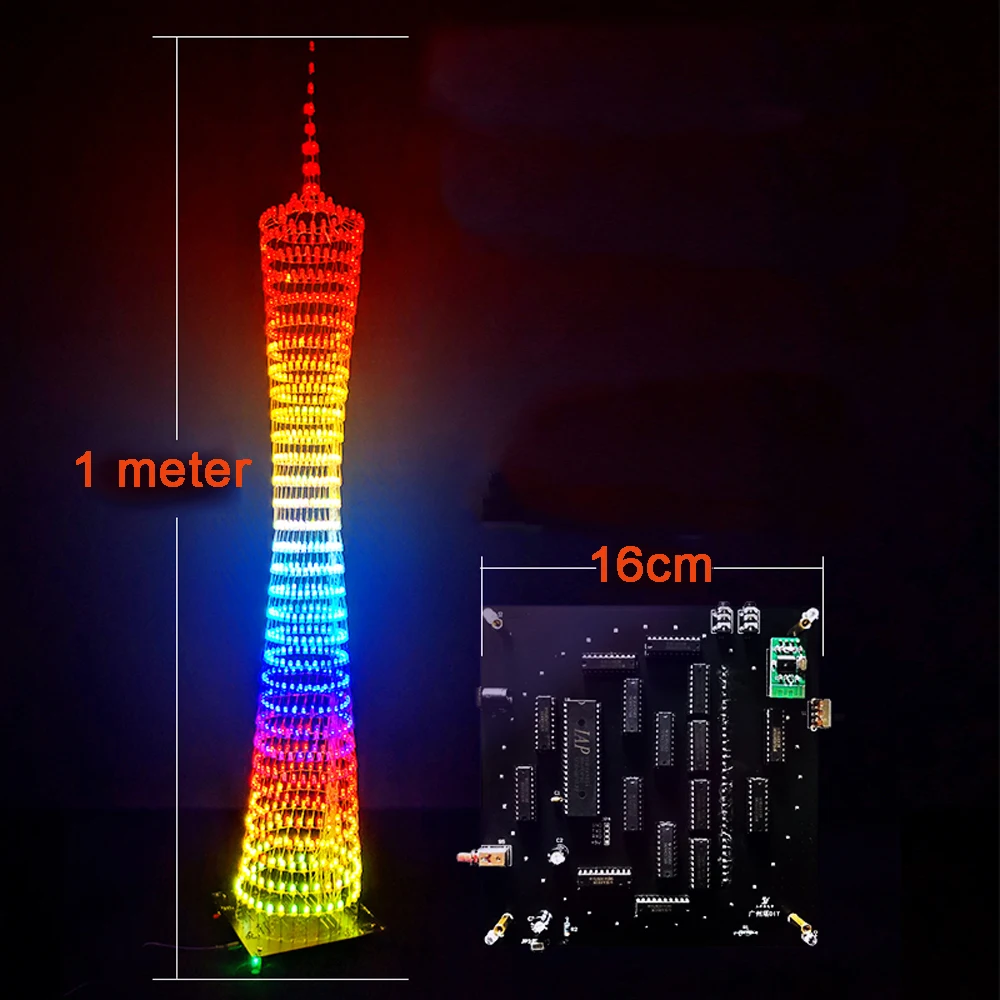 diy soldering kit Colorful bluetooth Canton Tower 32 layers x32 columns LED light cube music spectrum (not assembled