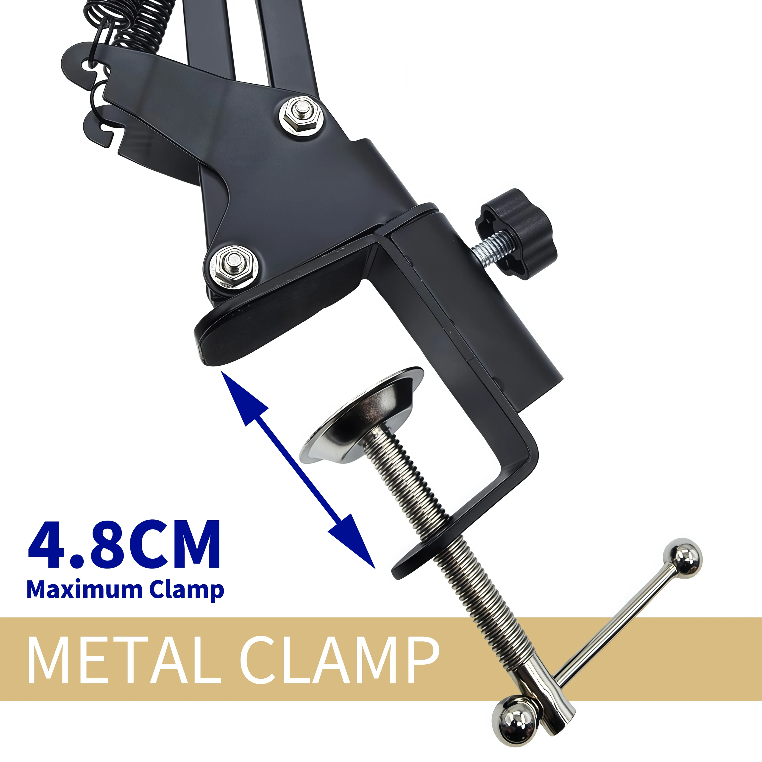 Universal 360 ° Verstellbarer Mikroskopständer mit 4kg Gewichtsbasis, Metallarmhalterung und 3 Klemmen - Dritte Hand für Lötarbeiten, Hitzebeständig – Detail 4