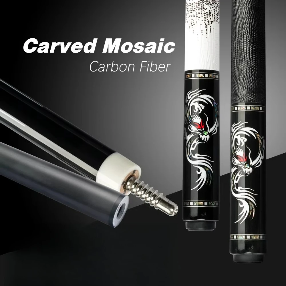 

Billiard 58 Inch Two-Piece AING Series Hand-made Inlay Pool Cue Stick Stainless Steel Joint Carbon Fiber
