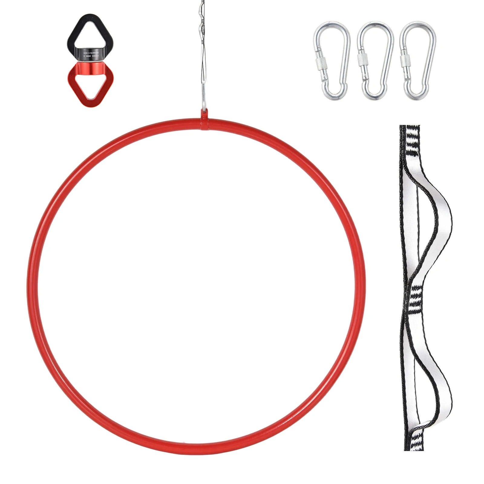 Image of Aerial Hoop Set 85cm/90cm Edelstahl Einpunkt-Lyra-Ring, Hochbelastbar, 500lbs Tragkraft getestet, Aerial Ring Kit mit Tragetasche und Zubehör, Zirkus-Yoga-Trainingsausrüstung für Anfänger, Profis und