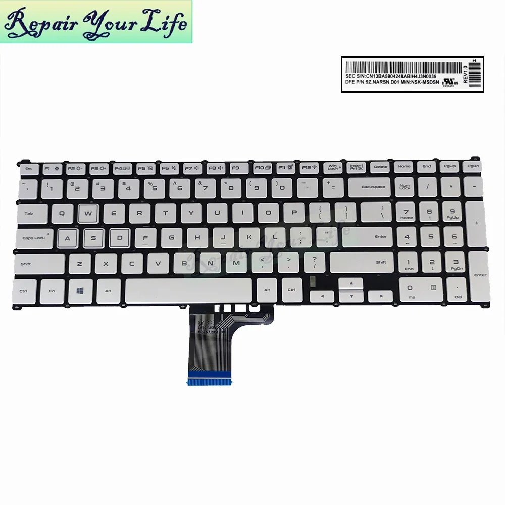 US English Laptop Keyboard For Samsung NP800G5M 800G5M 8500GM 810G5M NP800 BA59-04248A White Keyboards 9Z.NARSN.D01 NSK-MSDSN