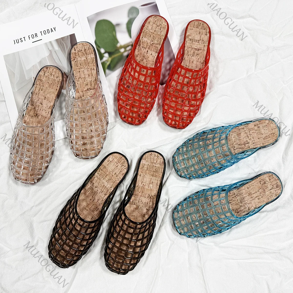 

Летние прозрачные шлепанцы из ПВХ с вырезами, дышащие пляжные сандалии, повседневная обувь для отдыха на природе, удобные уличные туфли с закрытым носком