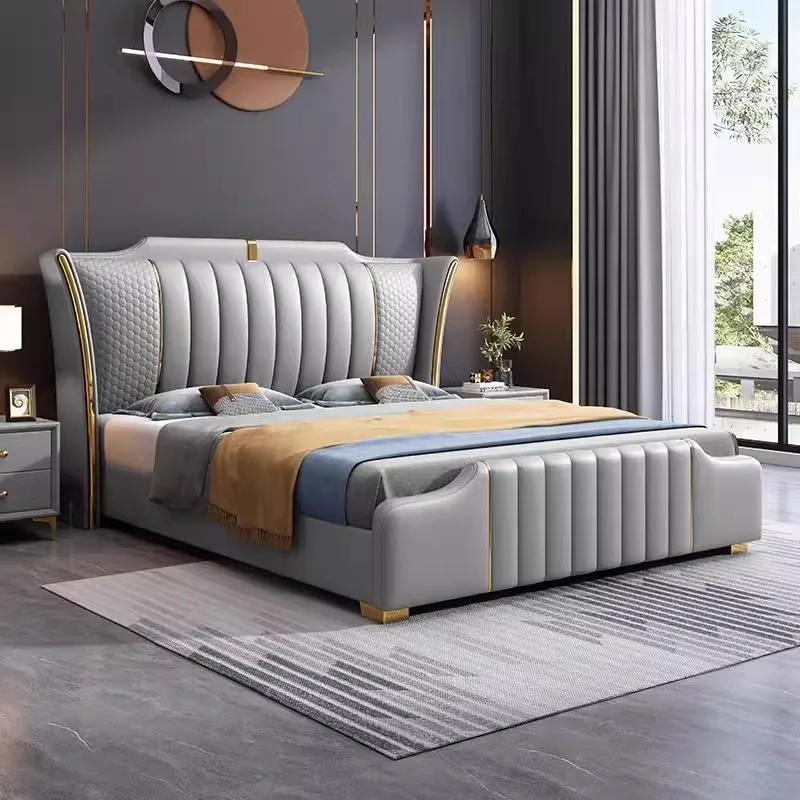 

Luxury Queen Double Bed Nordic Wood King Headboard Frame Double Bed Modern Sleeping Cabeceira De Cama Box Casal Furniture