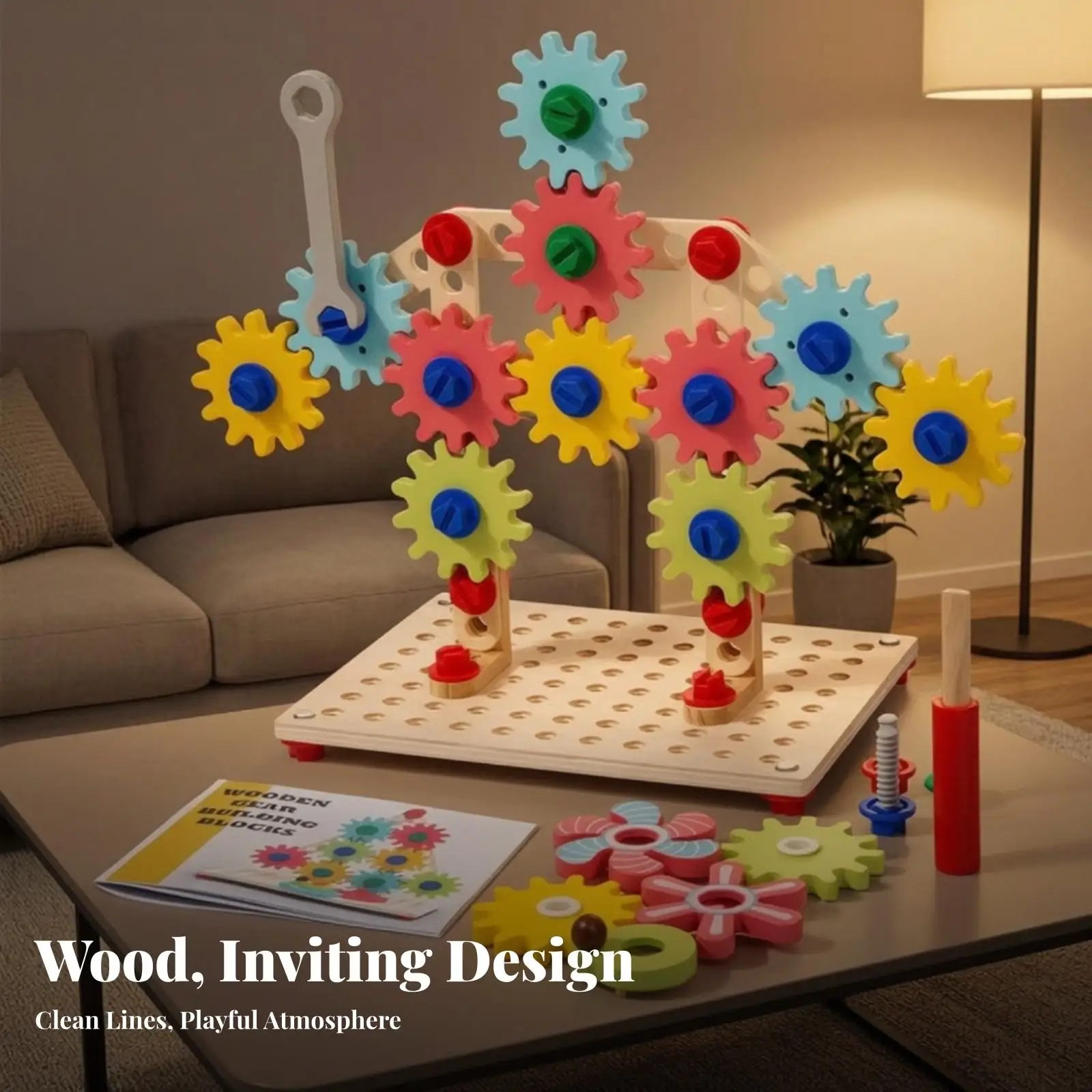 Wooden Gear Puzzle with Storage Box | Hands-on hands-on learning, Gear Assembly Puzzle, for Playroom