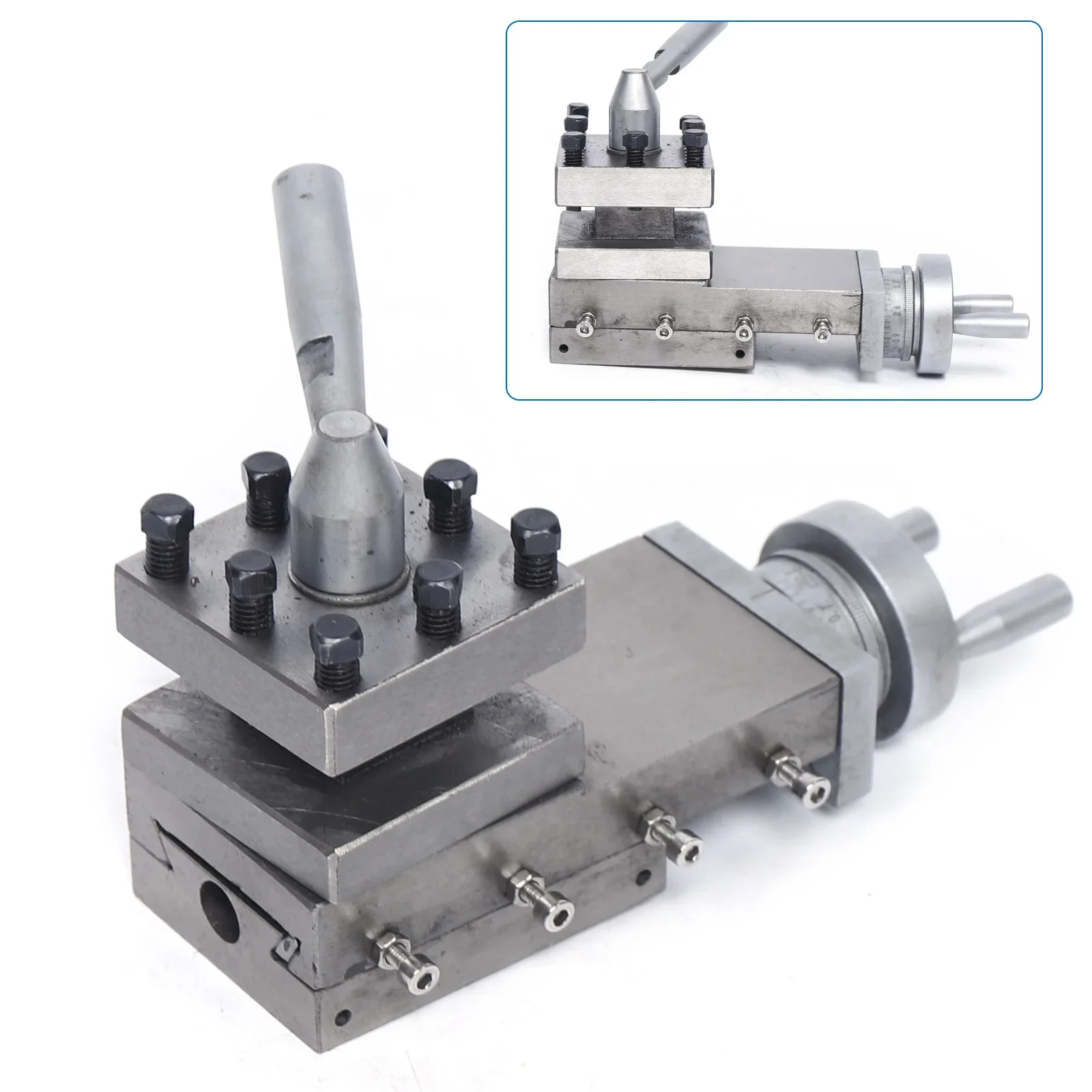 

Lathe Cross Slide and Tool Holder Tool Compound Lathe Parts Stroke 90mm