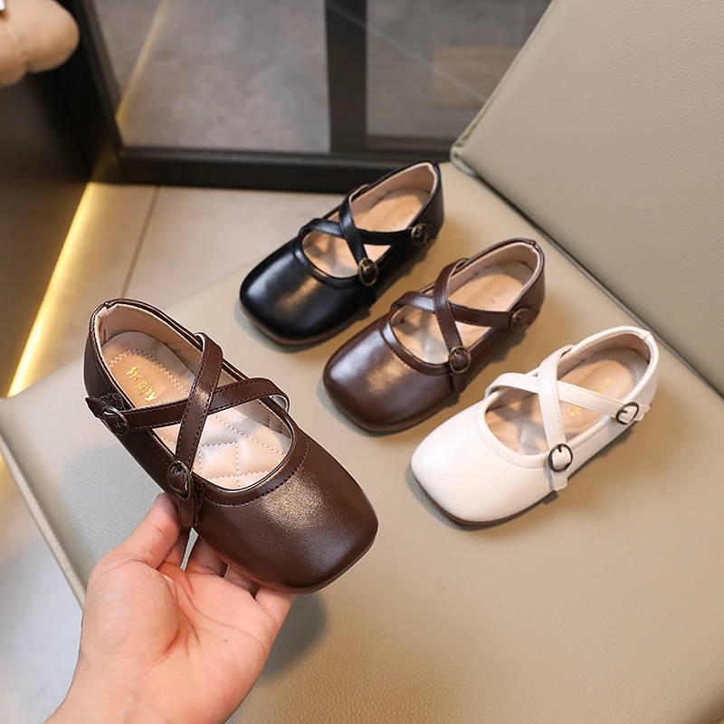 

2025 New Children Flat Shoes Newborn Kids Leather Shoes Infant Baby Solid Non-Slip Soft Sole Casual Princess Shoes Детская Обувь