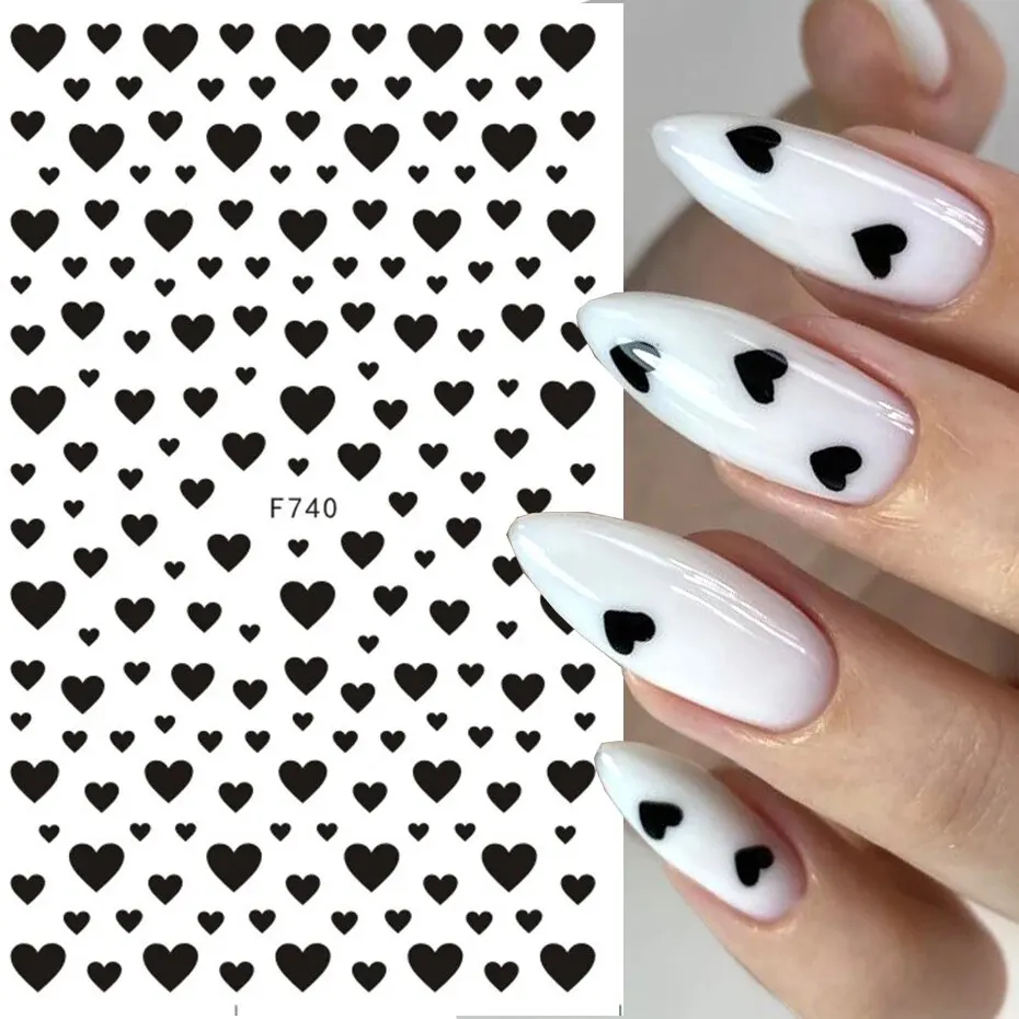 6PCS 3D Valentinstag Nail art Aufkleber Liebhaber Brief Nettes Mädchen Cartoon Slider Full Wrap Aufkleber Auf Telefon Nail art Zubehör