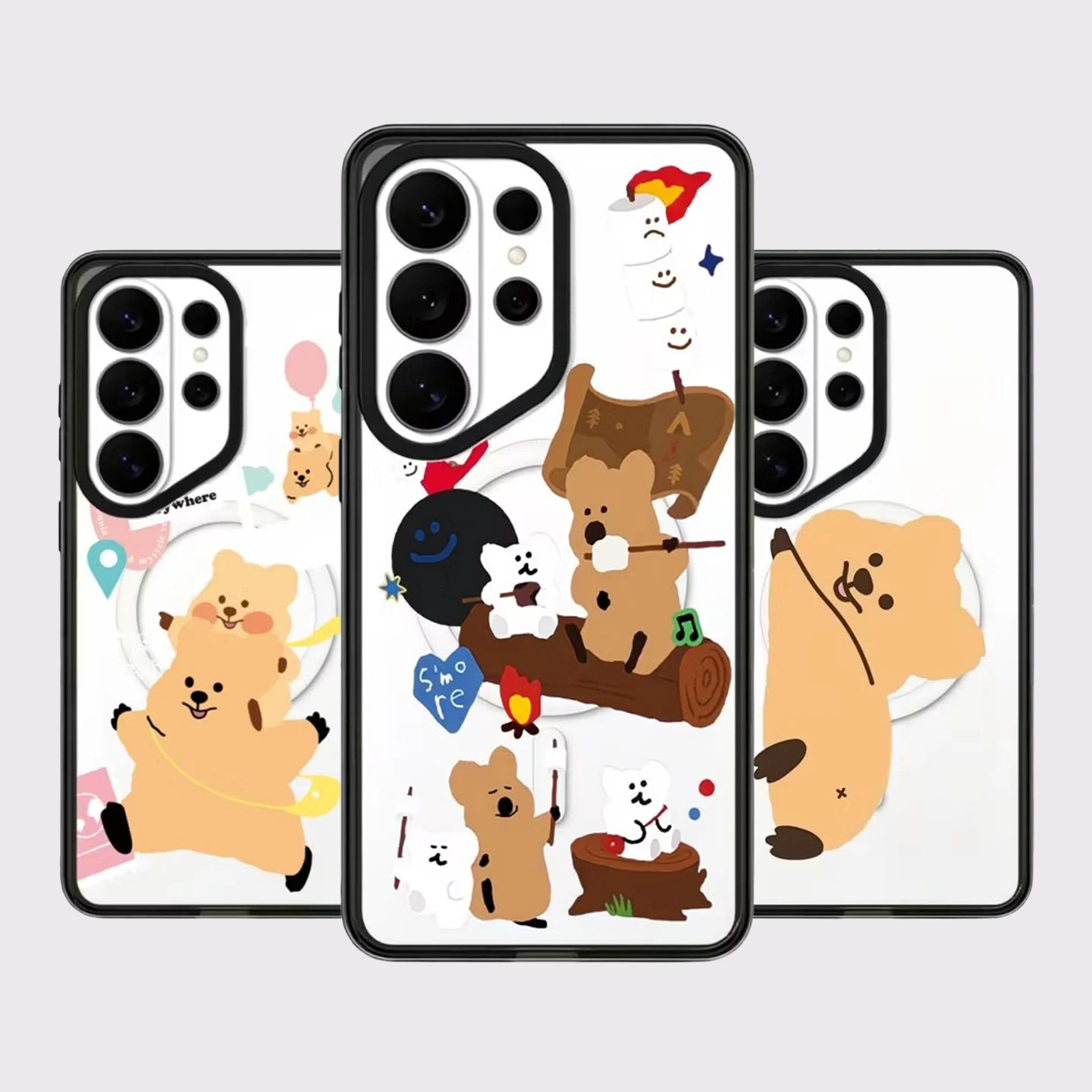 Cartoon Bear Picnic Acrylic Case for Samsung Galaxy S26 S25 S24 S23 Ultra S26U S24+ S25+ S26 Plus Protective Case