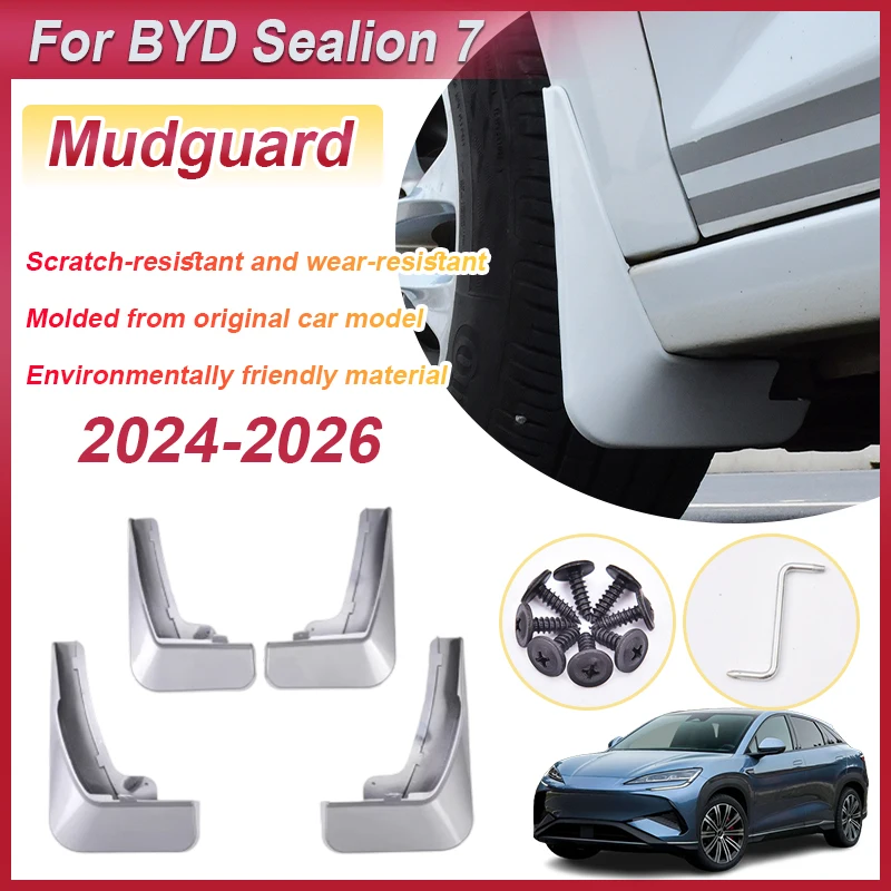

4 шт. брызговики для BYD Sealion 7 2025 Body Kit 07 EV 2024-2026, брызговики, часть, брызговики, спойлер, расклешенное крыло, автомобильные аксессуары