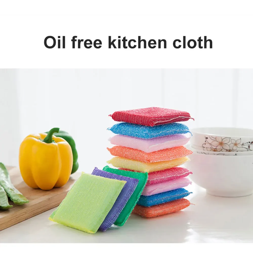 JJYY 4Pcs Kitchen Nonstick Oil Scouring Pad Oil Cleaning Cloth Washing Cloth To Wash Cloth Towel Brush Bowl Cloth Sponge Home