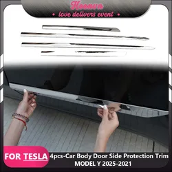 Stainless Steel Door Side Car Body Protector Molding Trim For Tesla Model Y 2024 Protection Strip Modified Exterior Decoration