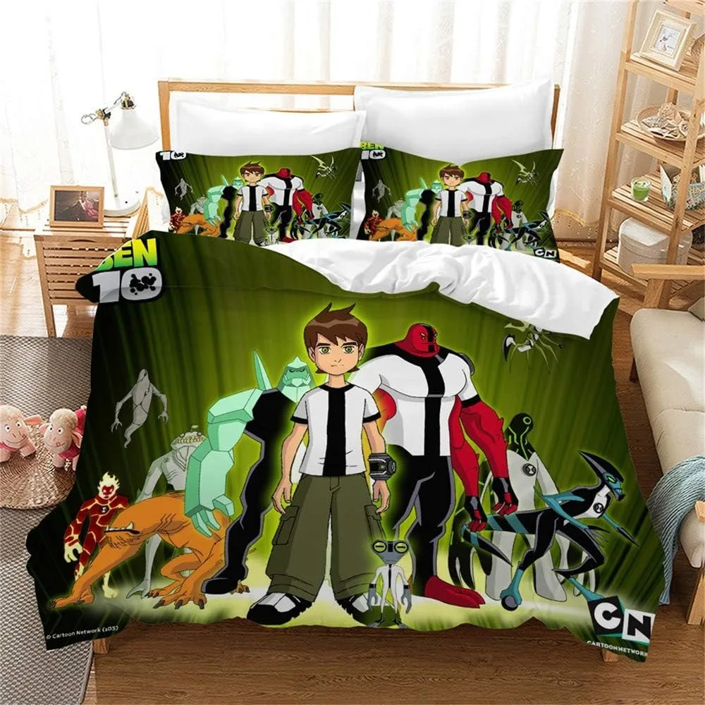 Ben Alien Force 10 Kid Hacker Duvet Cover Pillowcase Bedding Set Adult Boy Bedroom Decoration Children Gift Single Double Size