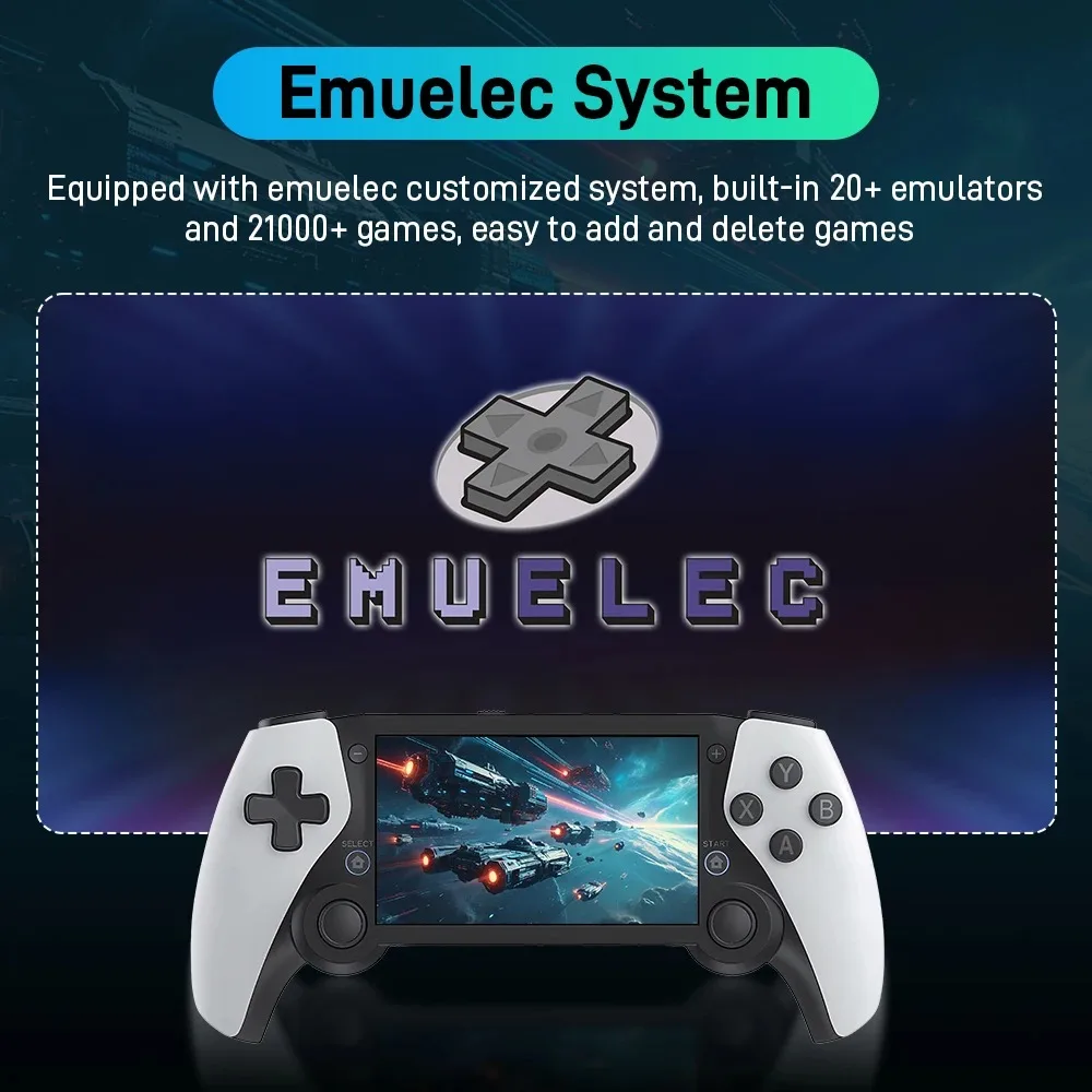 FLLAPT 4.3 بوصة عالية الوضوح M25 وحدة تحكم ألعاب محمولة باليد Emulec OS، 21000 لعبة، مناسبة لـ PS1/PSP/FC/GB/GBA/MD