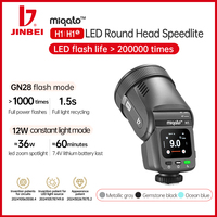 JINBEI H1 Round Head LED Speedlite HSS TTL Camera Flash 12W BI LED Video Light 2 in 1 Light for Canon Nikon Fuji Sony