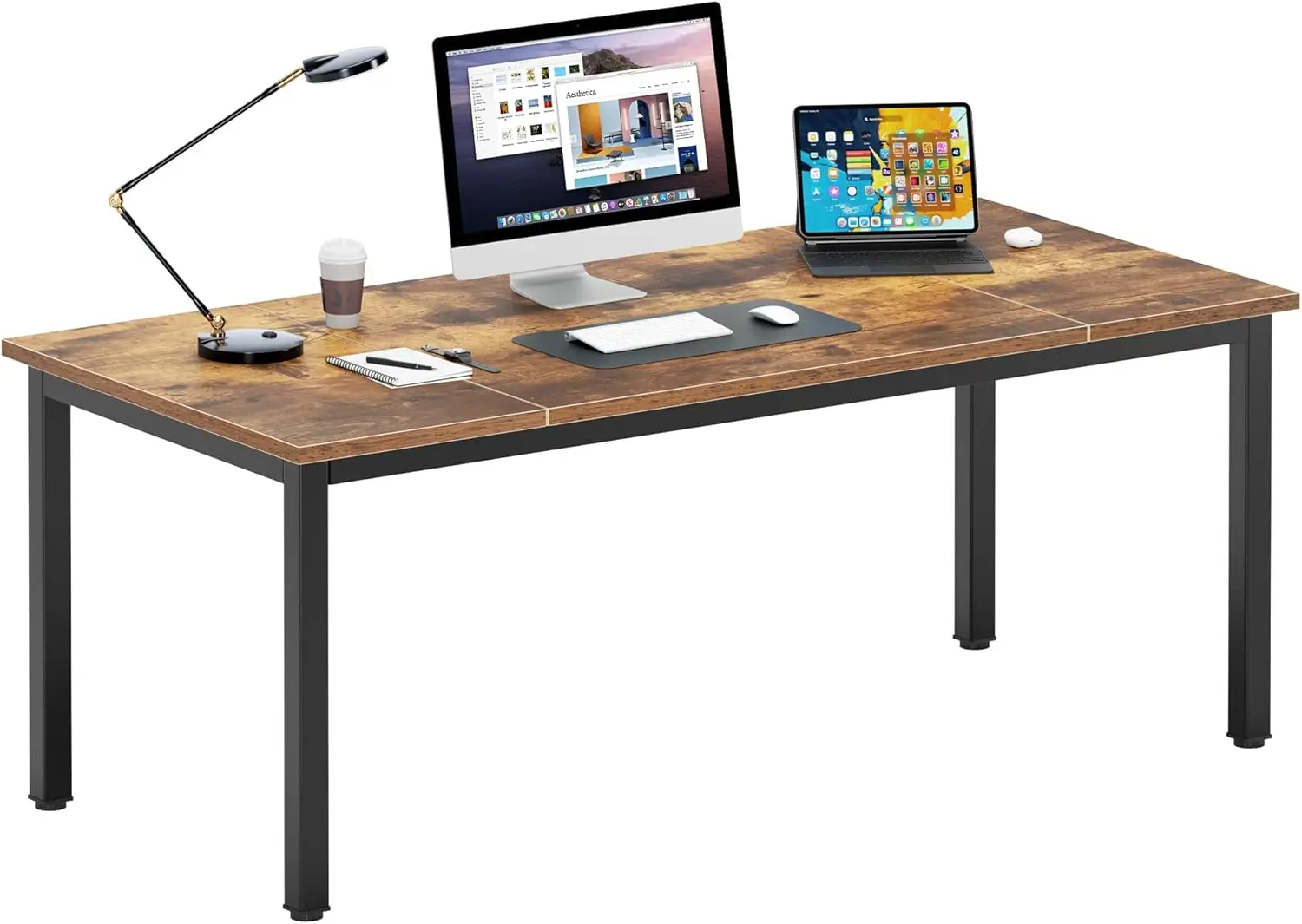 

Computer Desk, Large Executive Office Desk Computer Table Study Writing Desk Workstation For Home Office,70.8 X 31.5 H,Retro