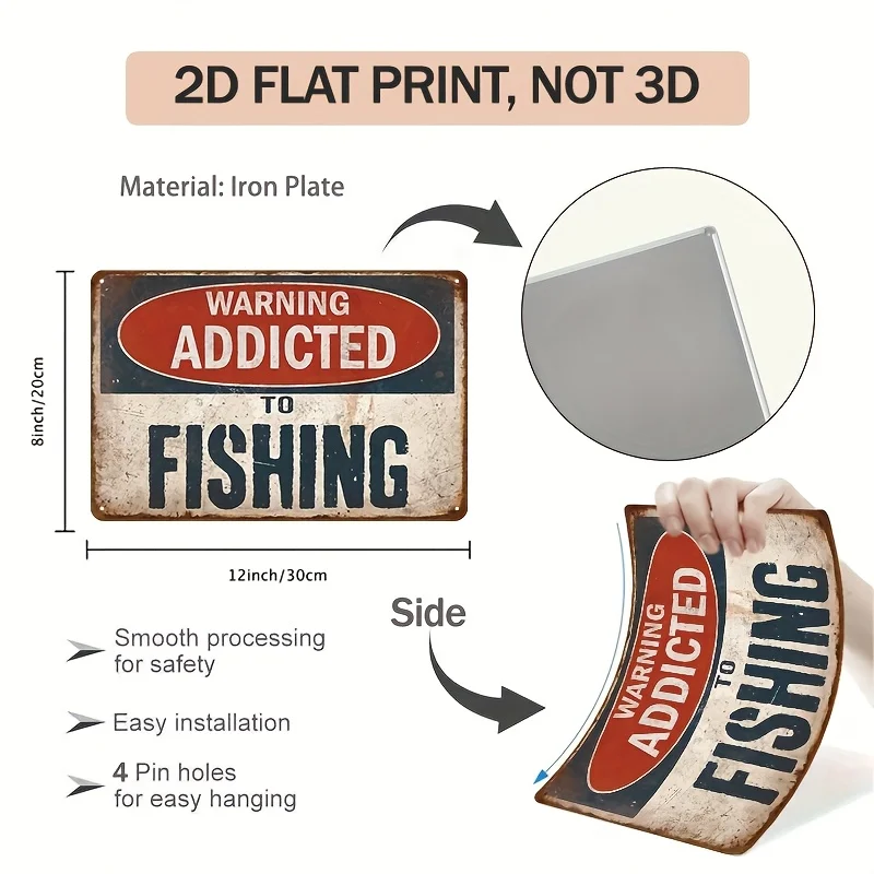 6pcs Vintage Funny Fishing Quote Metal Tin Sign Retro Distressed Iron Plaque Man Cave Garage Bar Cabin Wall Decor